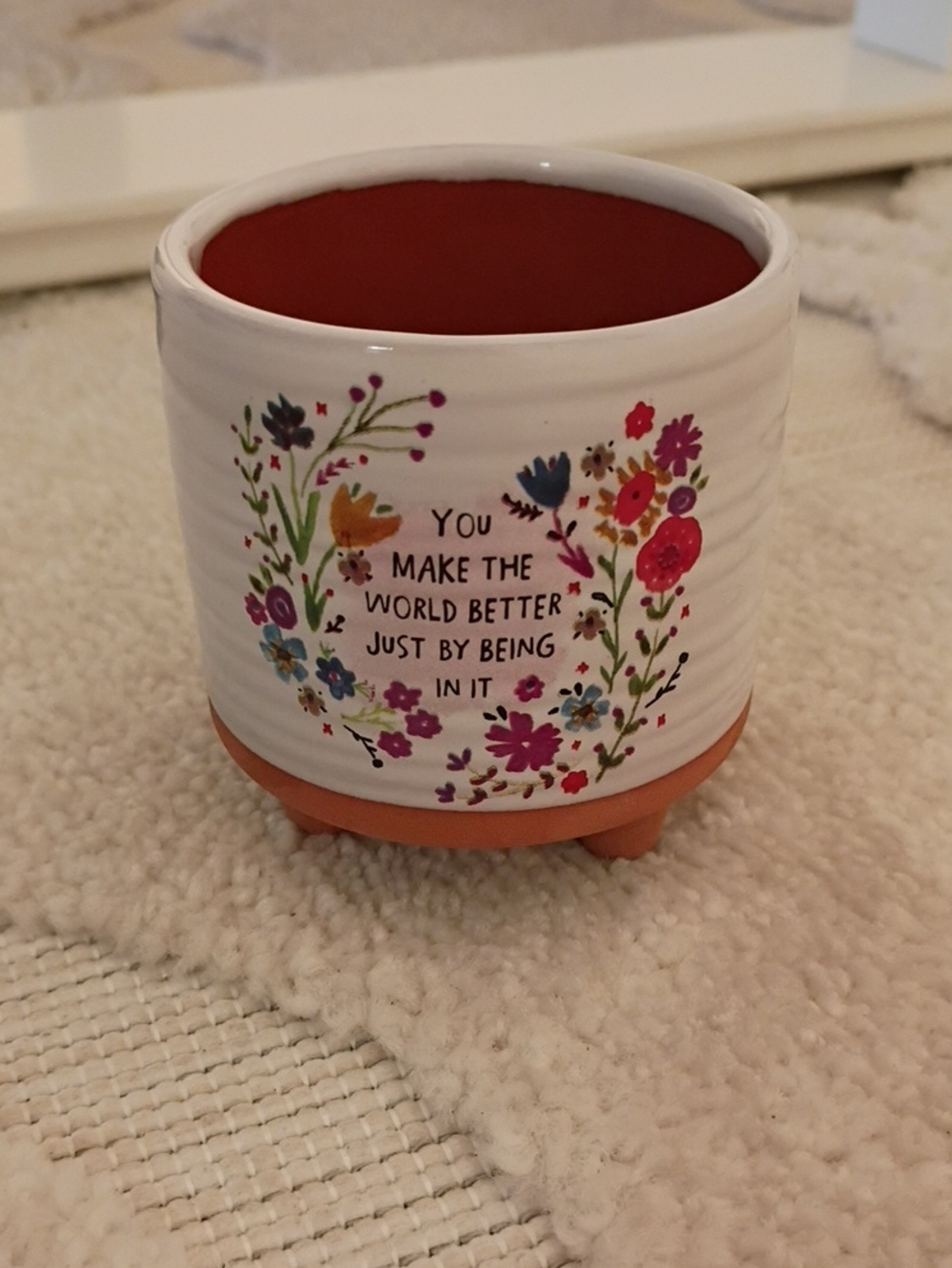 Natural Life Ceramic Planter with Inspiring Quote